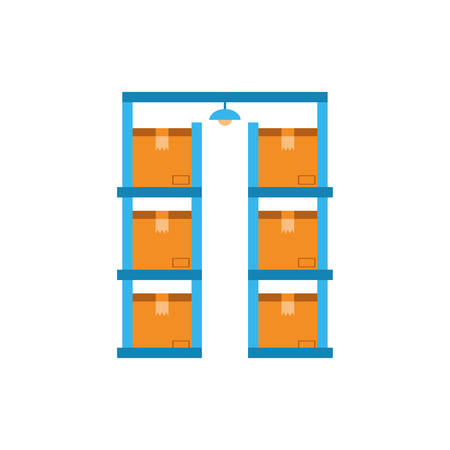 Boxes and lamp design, Delivery logistics transportation shipping service warehouse industry and global theme Vector illustrationのイラスト素材