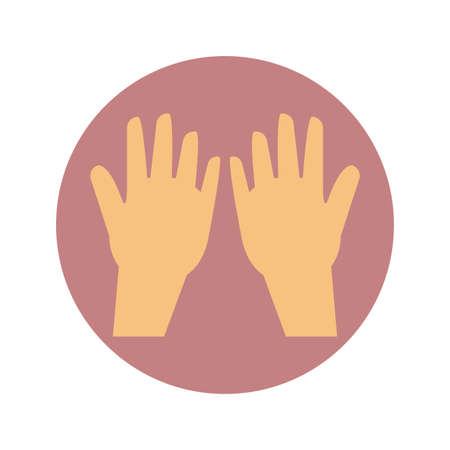 human hands icon over white background, block style, vector illustrationのイラスト素材