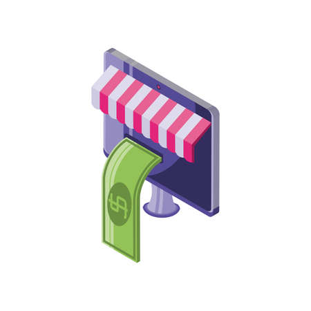 display with dollar bill on white background vector illustration designのイラスト素材