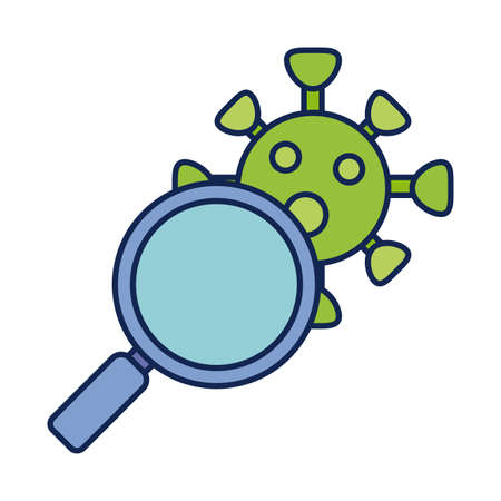 virion of coronavirus, line and fill style icon vector illustration designのイラスト素材