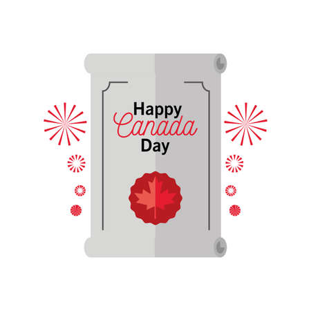 happy Canada day, Canadian flag, maple leaf vector illustration designのイラスト素材