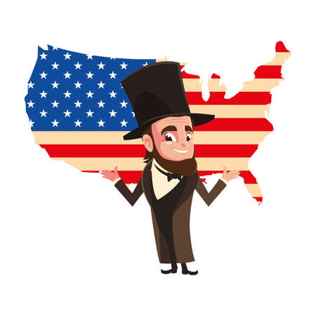 president abraham lincoln with map united states vector illustration designのイラスト素材