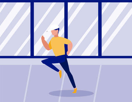man out doing exercises at home vector illustration designのイラスト素材