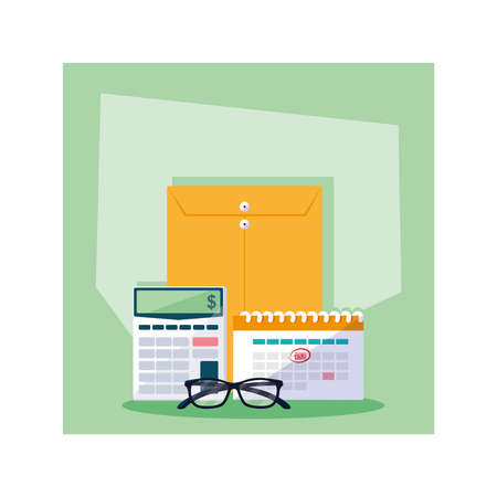 set of icons of tax day vector illustration designのイラスト素材