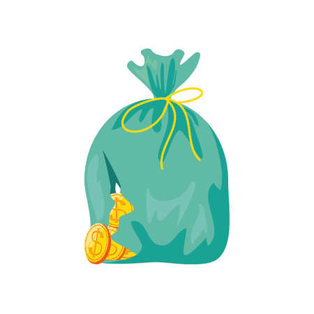 sack of broken coins on white background vector illustration designのイラスト素材