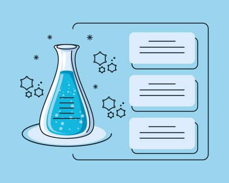 infographic with chemical laboratory test tube, research coronavirus vector illustration designのイラスト素材