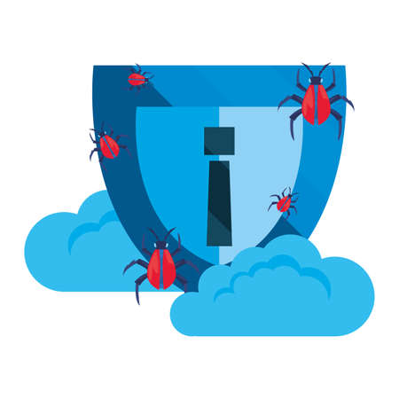 cloud computing shield virus cybersecurity data protection vector illustrationのイラスト素材