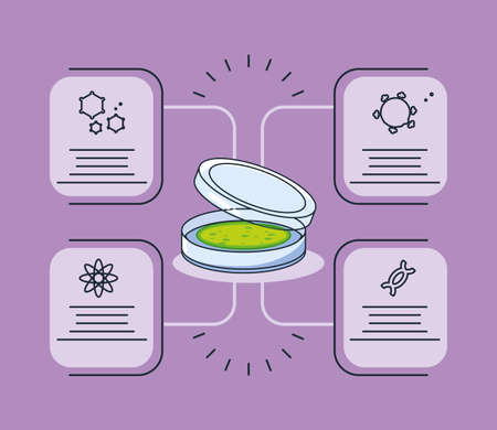 infographic with coronavirus molecule sample vector illustration designのイラスト素材