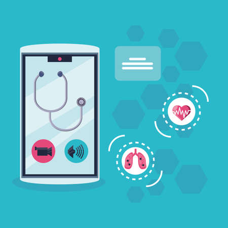 infographic with smartphone, online medical support vector illustration designのイラスト素材