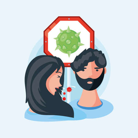 infographic showing people with symptoms of coronavirus vector illustration designのイラスト素材