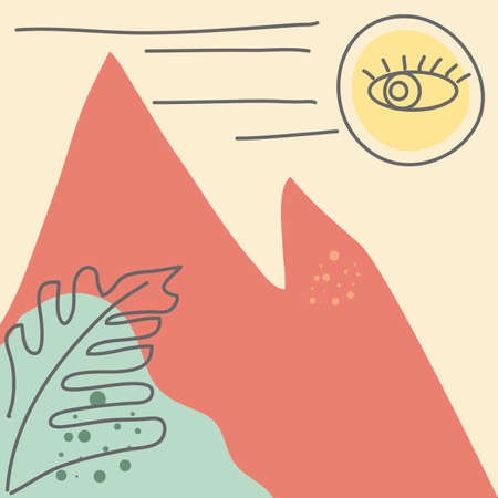 abstract background, drawn with various shapes and doodle objects vector illustration designのイラスト素材