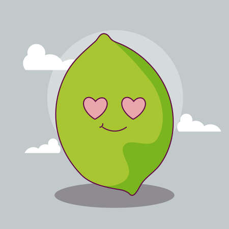 lemon cartoon design, Kawaii expression cute character funny and emoticon theme Vector illustrationのイラスト素材