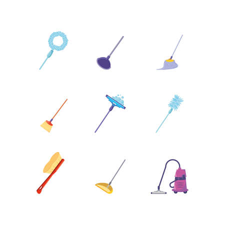 set of icons cleaning on white background vector illustration designのイラスト素材