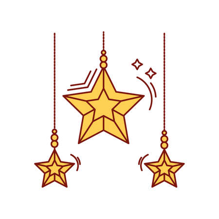 stars hanging, ramadan decoration on white backgroundのイラスト素材