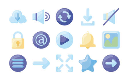 Flat style icon set design, Social media web multimedia and communication theme Vector illustrationのイラスト素材