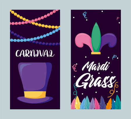 Mardi gras hat and fleur de lis design, Party carnival decoration celebration festival holiday fun new orleans and traditional theme Vector illustrationのイラスト素材