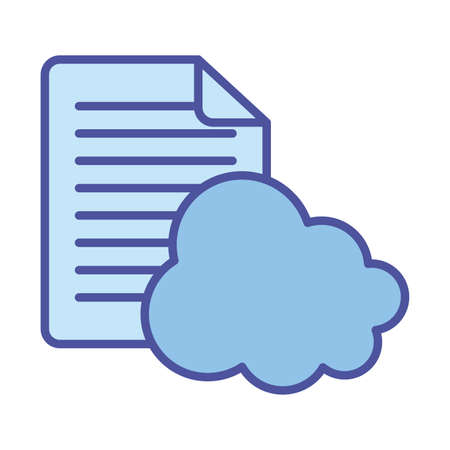 Cloud computing and document paper line and fill style icon design, Communication internet and connectivity theme Vector illustrationのイラスト素材