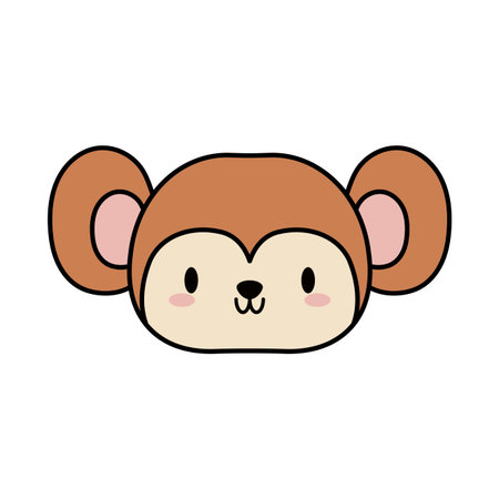 head of monkey baby , line and fill style icon vector illustration designのイラスト素材