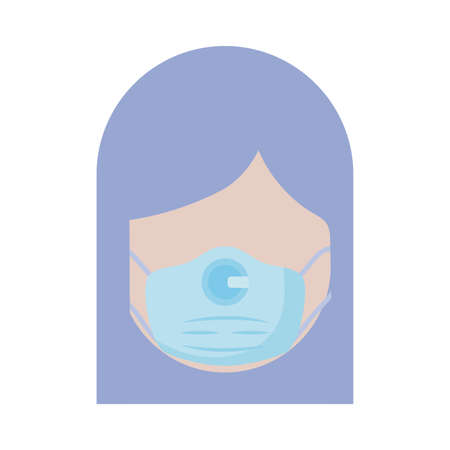woman wearing medical surgical face mask , flat style icon vector illustration designのイラスト素材