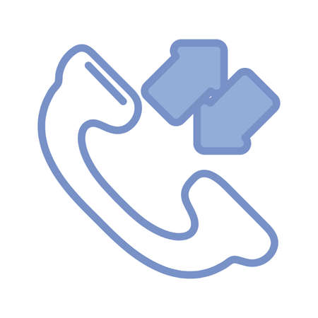 phone and arrows icon over white background, blue outline style, vector illustrationのイラスト素材