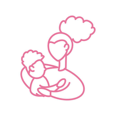 woman with son, line style icon vector illustration designのイラスト素材