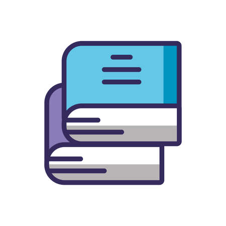 books stack over white background, line and fill style icon, vector illustrationのイラスト素材