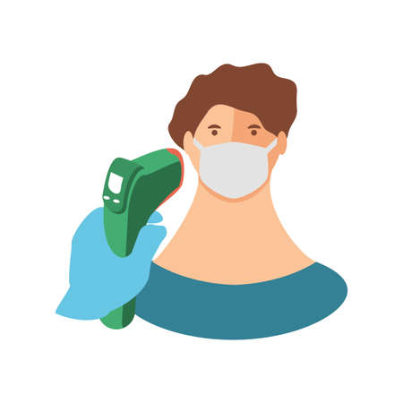 temperature test with infrared thermometer on white background vector illustration designのイラスト素材