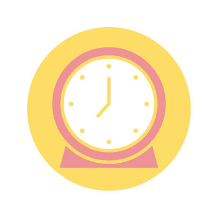 alarm clock over white background, block style icon, vector illustrationのイラスト素材