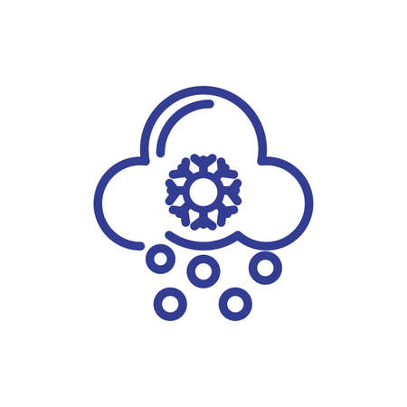 snowy cloud icon over white background, line style, vector illustrationのイラスト素材
