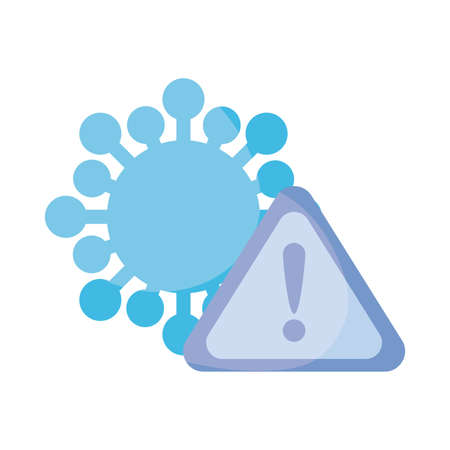 particle virus covid 19 with alert signal , flat style iconのイラスト素材