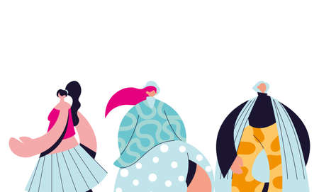 Urban women cartoons with casual cloth design, girl female person people human and social media theme Vector illustrationのイラスト素材