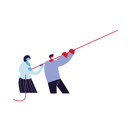 couple compromised against increased coronavirus vector illustration design