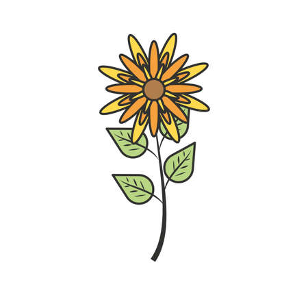 beautiful flower natural in branch and leafs vector illustration designのイラスト素材
