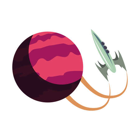 launching spaceship planet explore vector illustration designのイラスト素材
