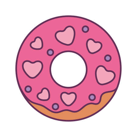 Donut with hearts design of love passion romantic valentines day wedding decoration and marriage theme Vector illustrationのイラスト素材