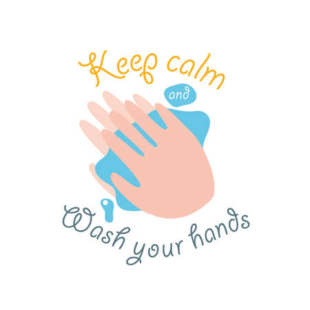 keep calm and wash your hands, banner vector illustration designのイラスト素材