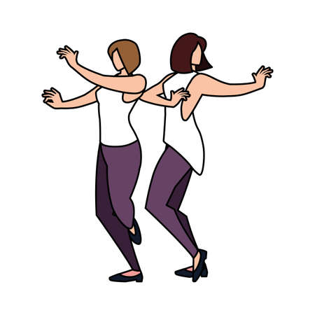 women in pose of dancing on white background vector illustration designのイラスト素材