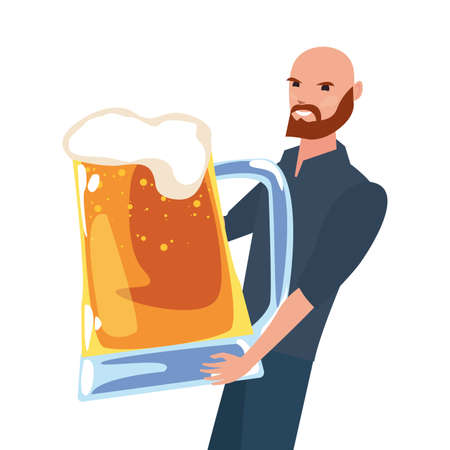 dad with cold beer happy fathers day vector illustrationのイラスト素材