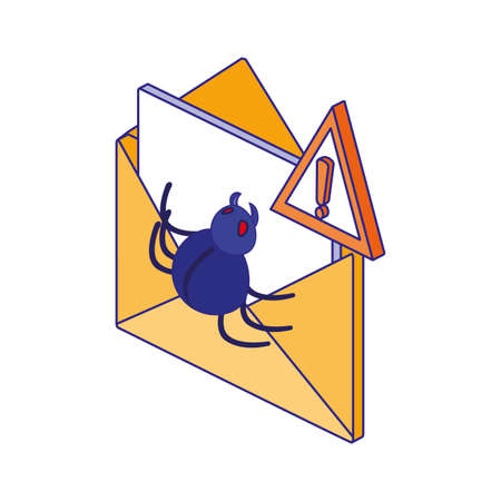 Envelope and spider design of Security system warning protection danger web alert and safe theme Vector illustrationのイラスト素材