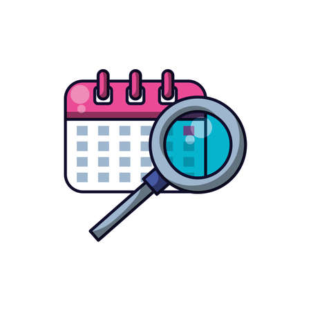 calendar reminder date with magnifying glass vector illustration designのイラスト素材