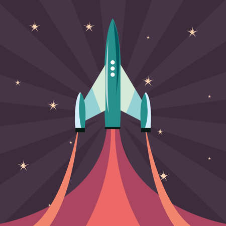 rocket spaceship exploration planet vector illustration designのイラスト素材
