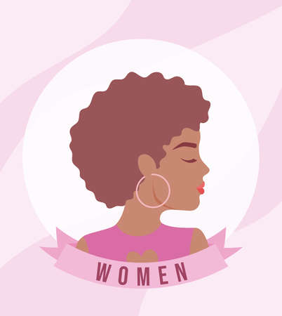 beautiful portrait of woman with label women vector illustration designのイラスト素材