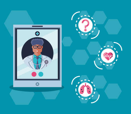 tablet with online medical support vector illustration designのイラスト素材