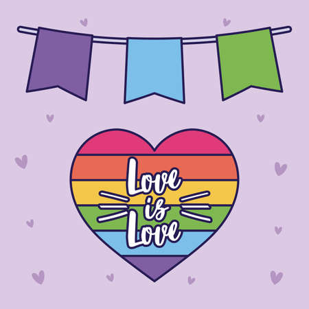 love is love and lgtbi heart design, sexual orientation and identity theme Vector illustrationのイラスト素材