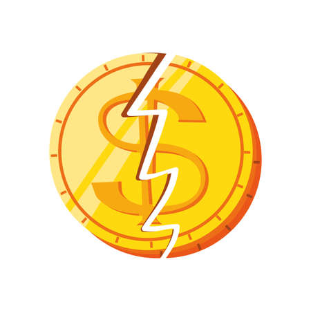 broken coin on white background vector illustration designのイラスト素材
