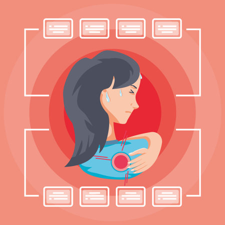 woman infected with coronavirus suffer symptoms, infographic vector illustration design