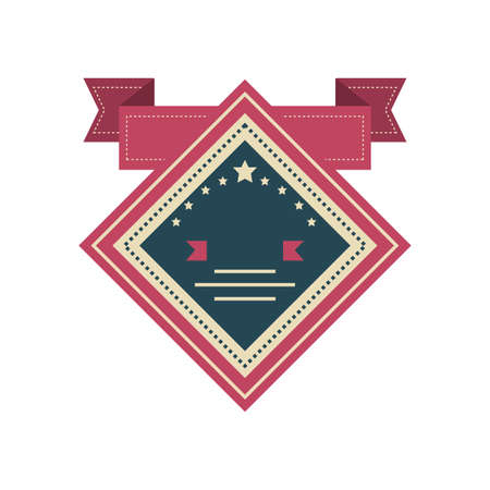 badge with ribbon and american flag on white background vector illustration designのイラスト素材