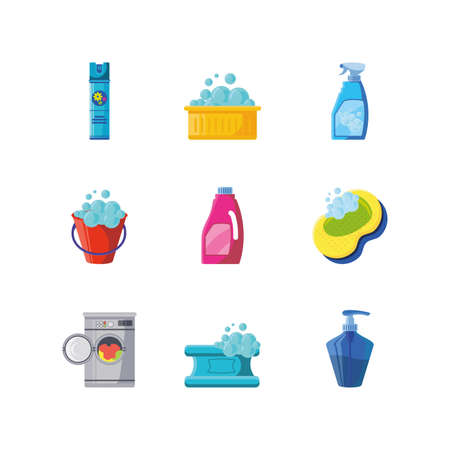 set of icons cleaning on white background vector illustration designのイラスト素材