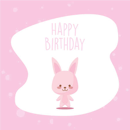 rabbit cartoon design, Happy birthday card celebration decoration surprise party anniversay and invitation theme Vector illustrationのイラスト素材
