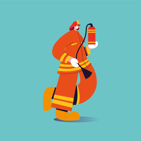 firefighter with face mask and uniform vector illustration designのイラスト素材